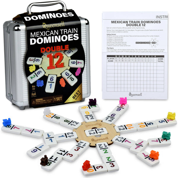 Mexican Train Dominoes - Double 12 with Numbers