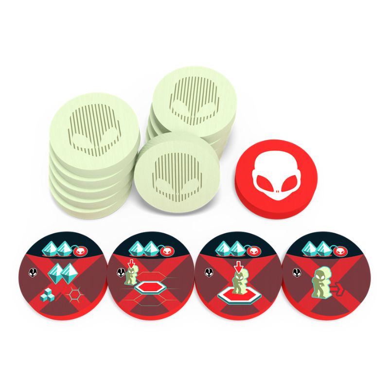 On Mars: Alien Invasion - Wooden Alien Tokens