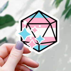 Trans Pride Polyhedral D20 Sticker - 3"